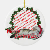 Candy Cane Cat Christmas Foto Lijst Keramisch Ornament (Achterkant)