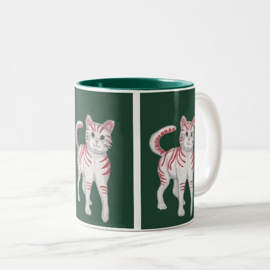 Candy Cane Cat Tweekleurige Koffiemok (Voorkant rechts)
