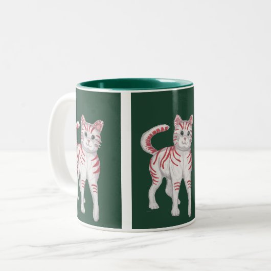 Candy Cane Cat Tweekleurige Koffiemok (Voorkant links)