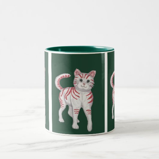 Candy Cane Cat Tweekleurige Koffiemok (Center)