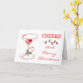 Candy Cane Cheers KerstMartini Holiday Lichten Kaart (Gele Bloem)