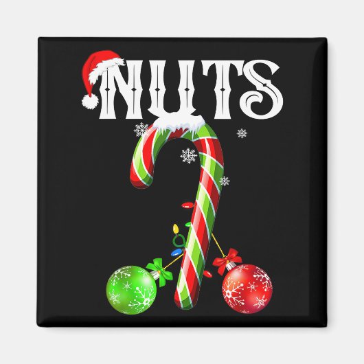 Candy Cane Chest Nuts Couples Funny Chestnuts Xmas Magneet (Voorkant)