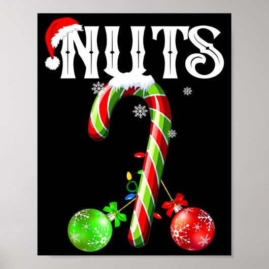 Candy Cane Chest Nuts Couples Funny Chestnuts Xmas Poster (Voorkant)