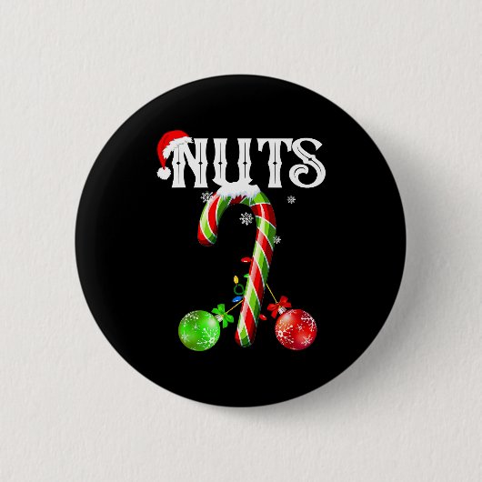 Candy Cane Chest Nuts Couples Funny Chestnuts Xmas Ronde Button 5,7 Cm (Voorkant)