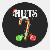 Candy Cane Chest Nuts Couples Funny Chestnuts Xmas Ronde Sticker (Voorkant)