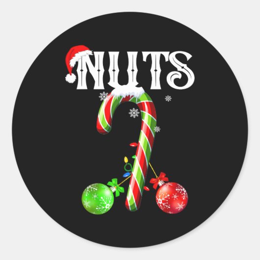 Candy Cane Chest Nuts Couples Funny Chestnuts Xmas Ronde Sticker (Voorkant)