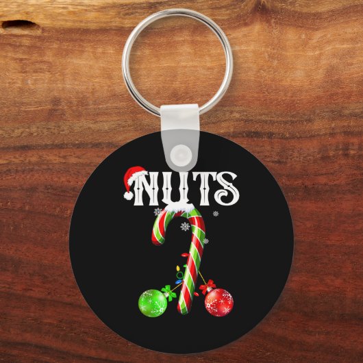 Candy Cane Chest Nuts Couples Funny Chestnuts Xmas Sleutelhanger (Voorkant)