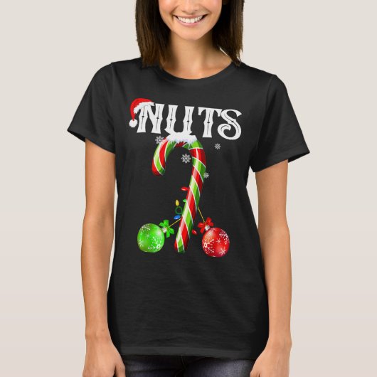 Candy Cane Chest Nuts Couples Funny Chestnuts Xmas T-shirt (Voorkant)