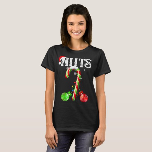 Candy Cane Chest Nuts Couples Funny Chestnuts Xmas T-shirt (Voorkant volledig)