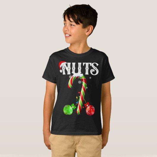 Candy Cane Chest Nuts Couples Funny Chestnuts Xmas T-shirt (Voorkant volledig)
