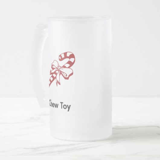Candy Cane Chew Speelgoed Matglas Bierpul (Voorkant links)