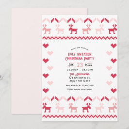 Candy Cane Chic Ugly Sweater Christmas Party Kaart