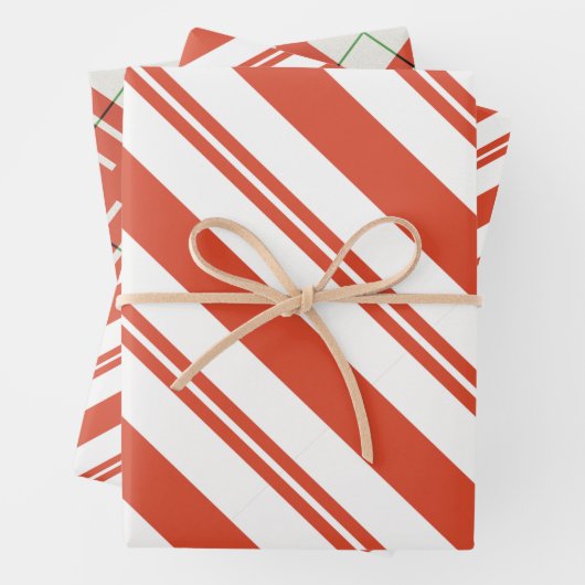 Candy Cane Chorus Diagonal Flat Sheet Set of 3 Inpakpapier Vel (In situ)