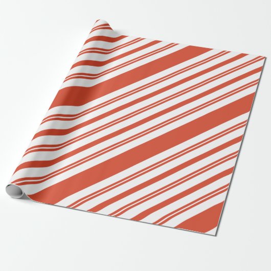 Candy Cane Chorus-Stripe-Diagonal Cadeaupapier (Uitgerold)