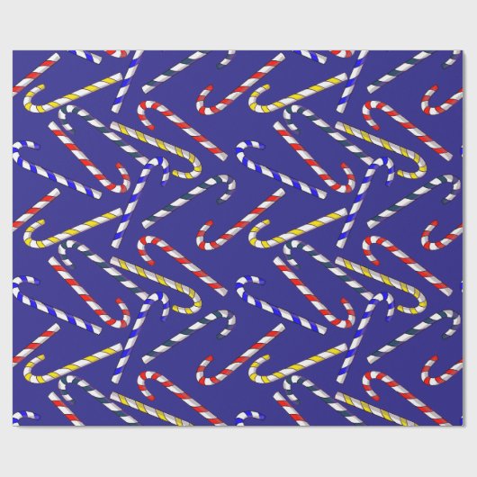 Candy Cane Christmas Blue Cadeaupapier (Vlak)