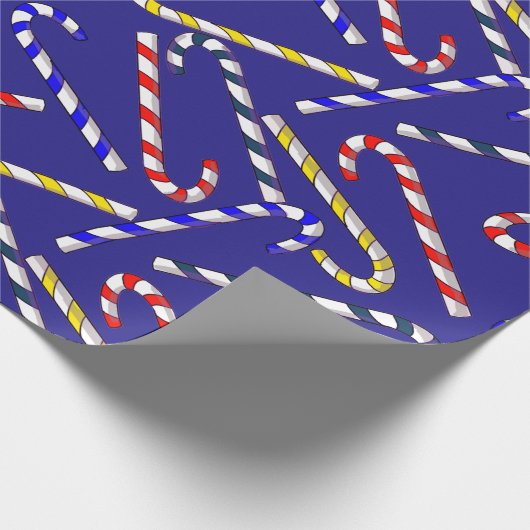 Candy Cane Christmas Blue Cadeaupapier (Hoek)