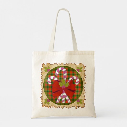 Candy Cane Christmas canvas tassen (Achterkant)