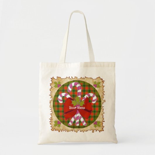 Candy Cane Christmas canvas tassen (Voorkant)