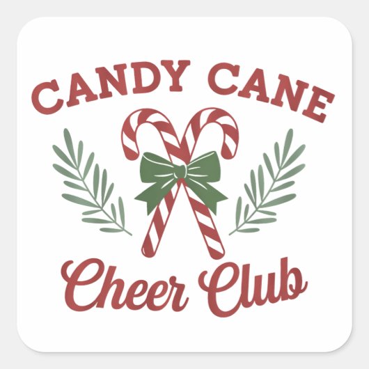 Candy Cane Christmas Cheer Club Coquette Matching  Vierkante Sticker (Voorkant)