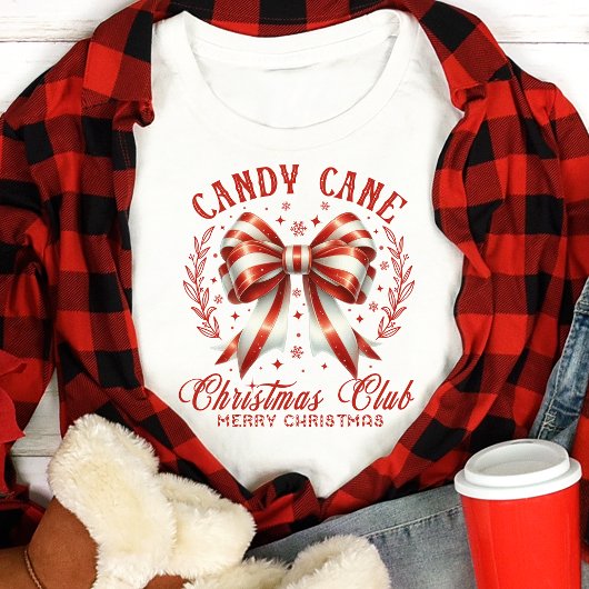 Candy Cane Christmas Club Coquette Bow Tri-Blend Shirt