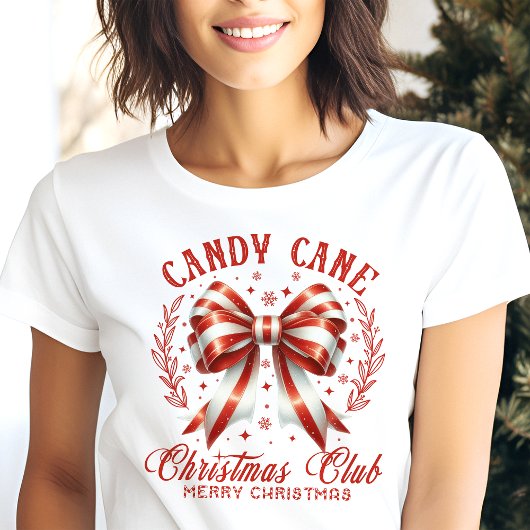 Candy Cane Christmas Club Coquette Bow Tri-Blend Shirt
