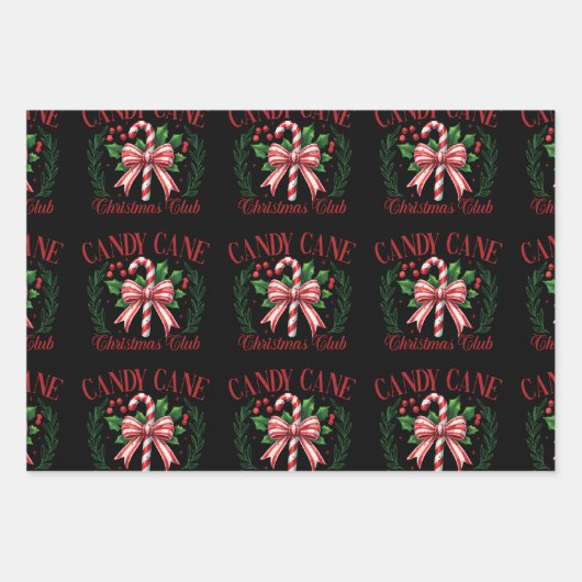 Candy Cane Christmas Club Squad Matching Winter Inpakpapier Vel (Voorkant)