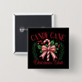 Candy Cane Christmas Club Squad Matching Winter Vierkante Button 5,1 Cm (Voorkant /achterkant)