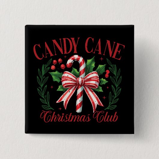 Candy Cane Christmas Club Squad Matching Winter Vierkante Button 5,1 Cm (Voorkant)