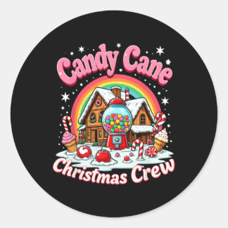 Candy Cane Christmas Crew House Snoep Beveiligings Ronde Sticker