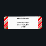 Candy Cane Christmas Custom Etiket<br><div class="desc">Groen,  rood en wit snoeprietpatroon. Aangepaste retouradreslabels. Tekst bewerken om aan te passen.</div>