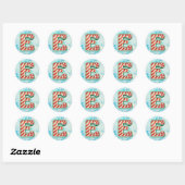 Candy Cane Christmas "E" Sticker, feestelijke stre Ronde Sticker (Vel)