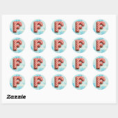 Candy Cane Christmas "F" Sticker, feestelijke stre Ronde Sticker (Vel)