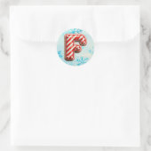 Candy Cane Christmas "F" Sticker, feestelijke stre Ronde Sticker (Tas)