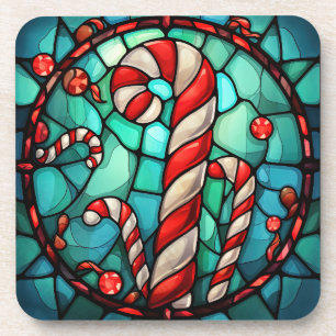 Candy Cane Christmas Glas in lood Bier Onderzetter