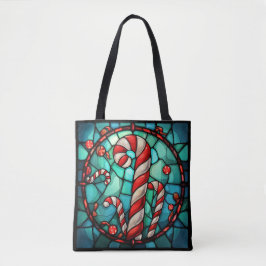 Candy Cane Christmas Glas in lood Tote Bag