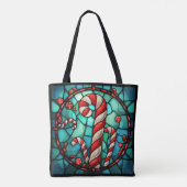 Candy Cane Christmas Glas in lood Tote Bag (Achterkant)