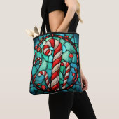 Candy Cane Christmas Glas in lood Tote Bag (Dichtbij)