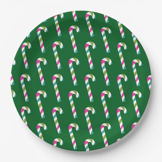 Candy Cane Christmas Green Papieren Bordje (Voorkant)