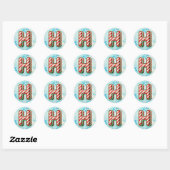 Candy Cane Christmas "H" Sticker, feestelijke stre Ronde Sticker (Vel)