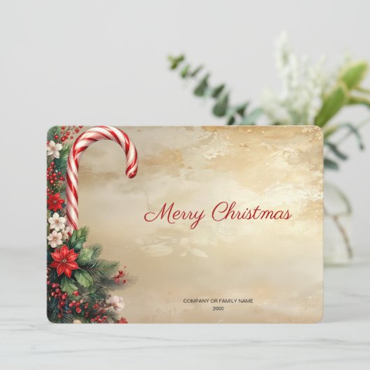 Candy Cane Christmas Holiday Card Feestdagenkaart (Staand voorkant)