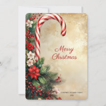 Candy Cane Christmas Holiday Card