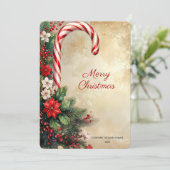 Candy Cane Christmas Holiday Card Feestdagenkaart (Staand voorkant)