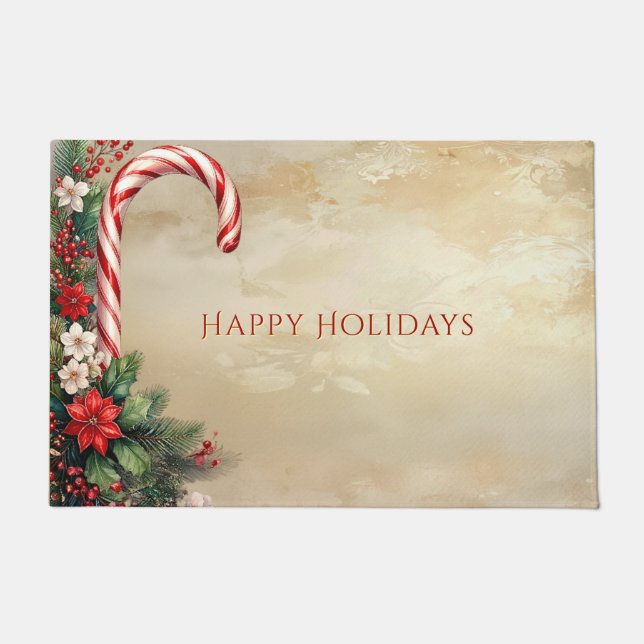 Candy Cane Christmas Holiday Doormat Deurmat (Voorkant)
