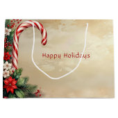 Candy Cane Christmas Holiday Gift Bag Groot Cadeauzakje (Voorkant)