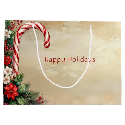 Candy Cane Christmas Holiday Gift Bag Groot Cadeauzakje (Achterkant)