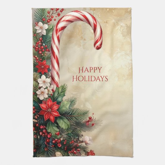 Candy Cane Christmas Holiday Kitchen Towel Theedoek (Verticaal)