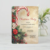 Candy Cane Christmas Holiday Party Invitation Kaart (Staand voorkant)