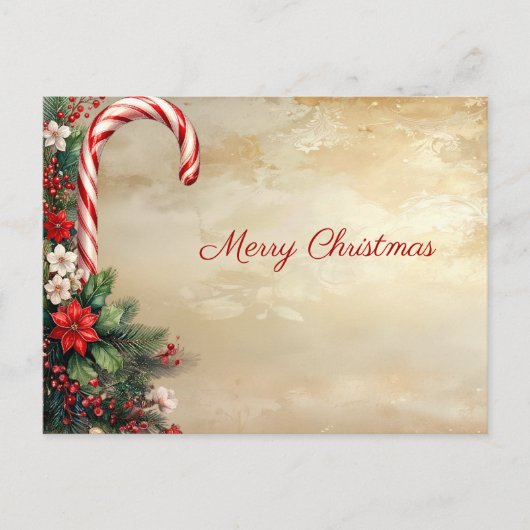 Candy Cane Christmas Holiday Postcard Briefkaart (Voorkant)