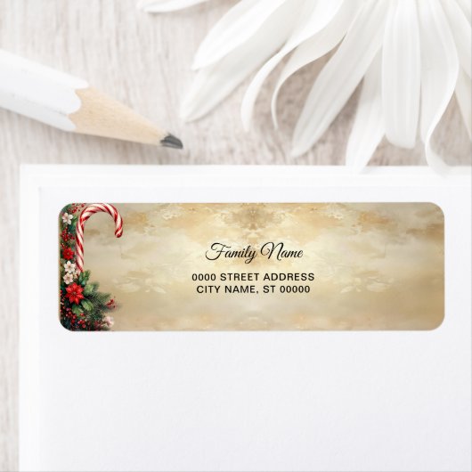 Candy Cane Christmas Holiday Return Address Label (Insitu)