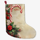 Candy Cane Christmas Holiday Stocking Grote Kerstsok (Voorkant)